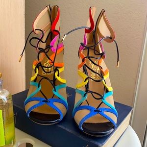 Salvatore Ferragamo rainbow tie heels